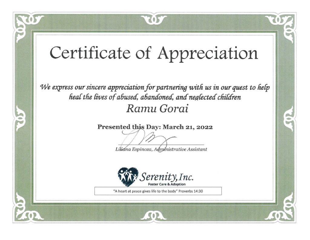 Certificate if Appreciation