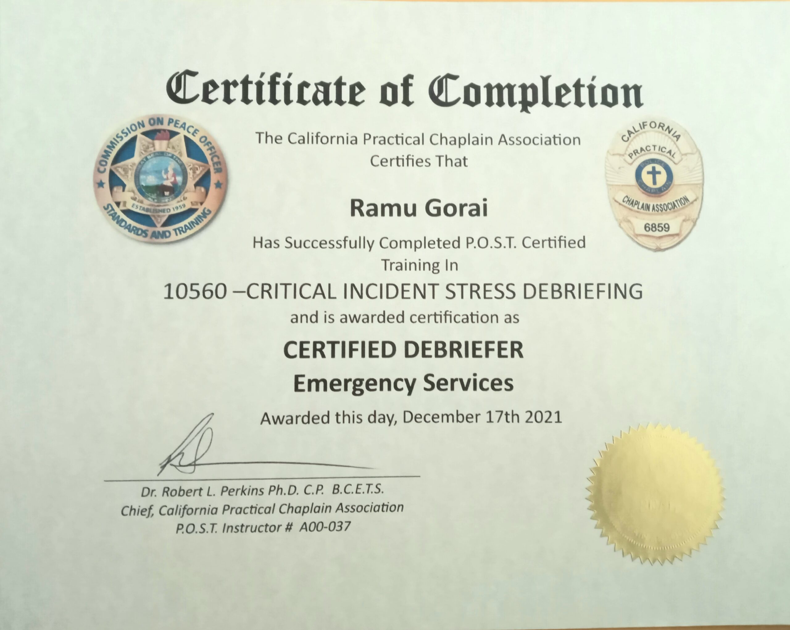 California Practical Chaplain certifications
