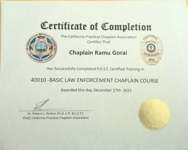 California Practical Chaplain certifications