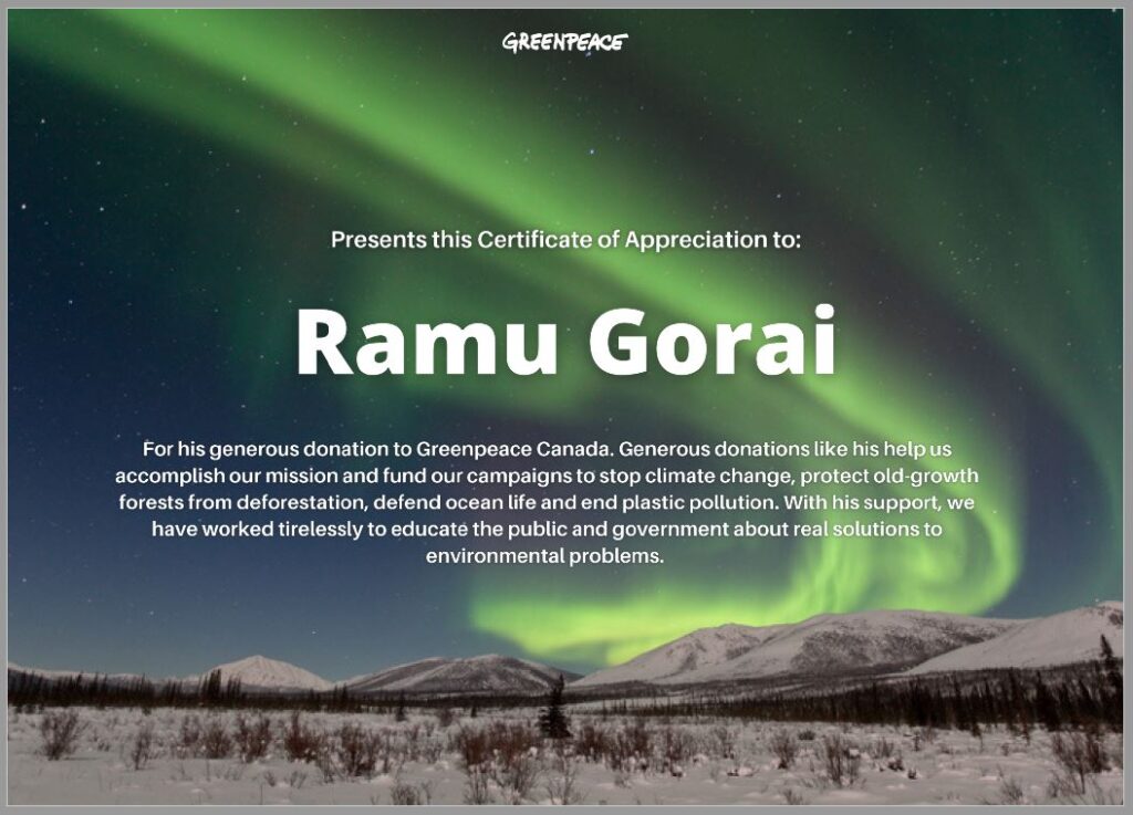 Green Peace Certificate
